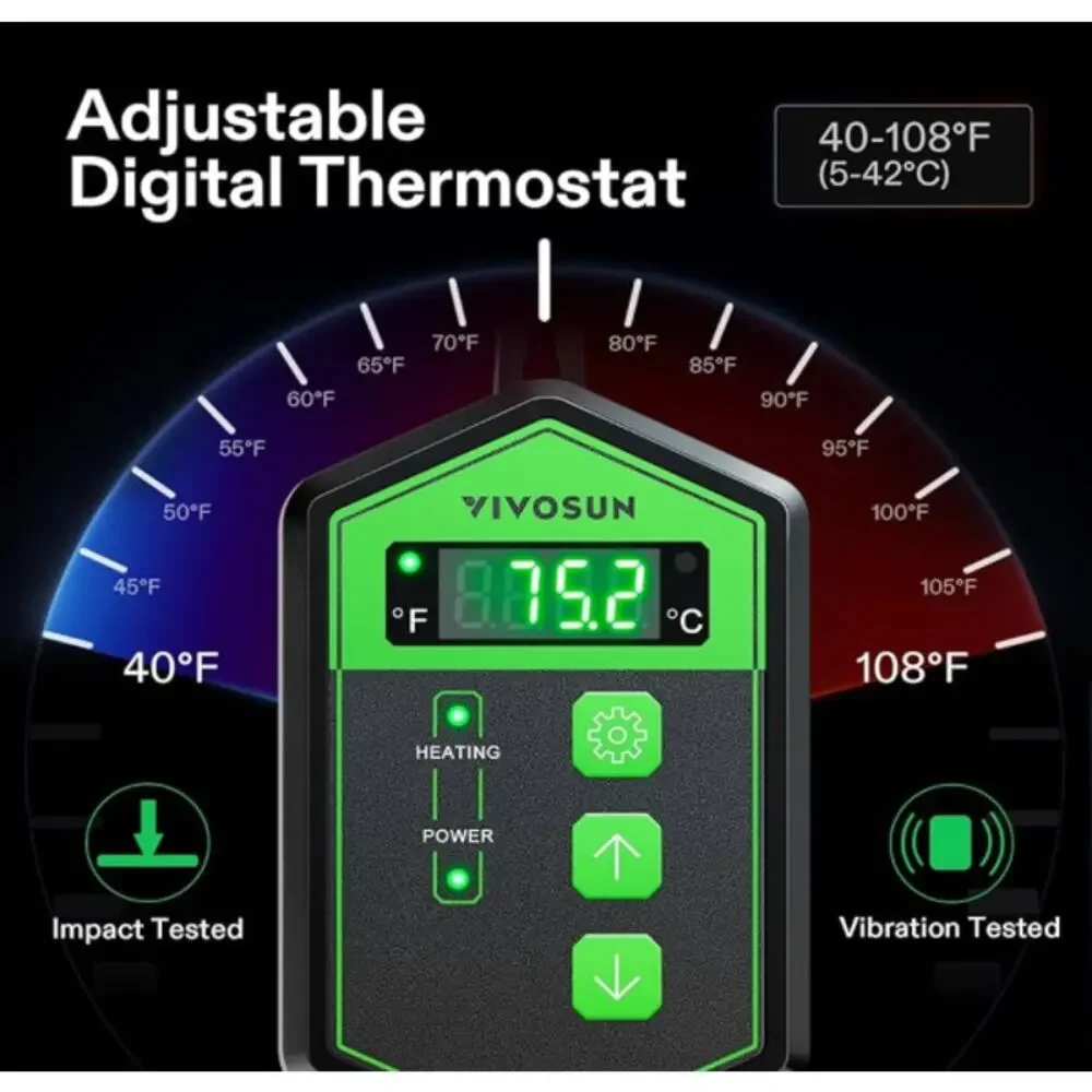 VIVOSUN Reptile Thermostat with 6x8 Inch Heating Pad